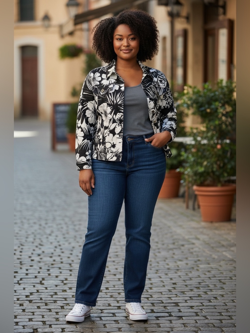 Chico's Floral Blazer Jacket size 1